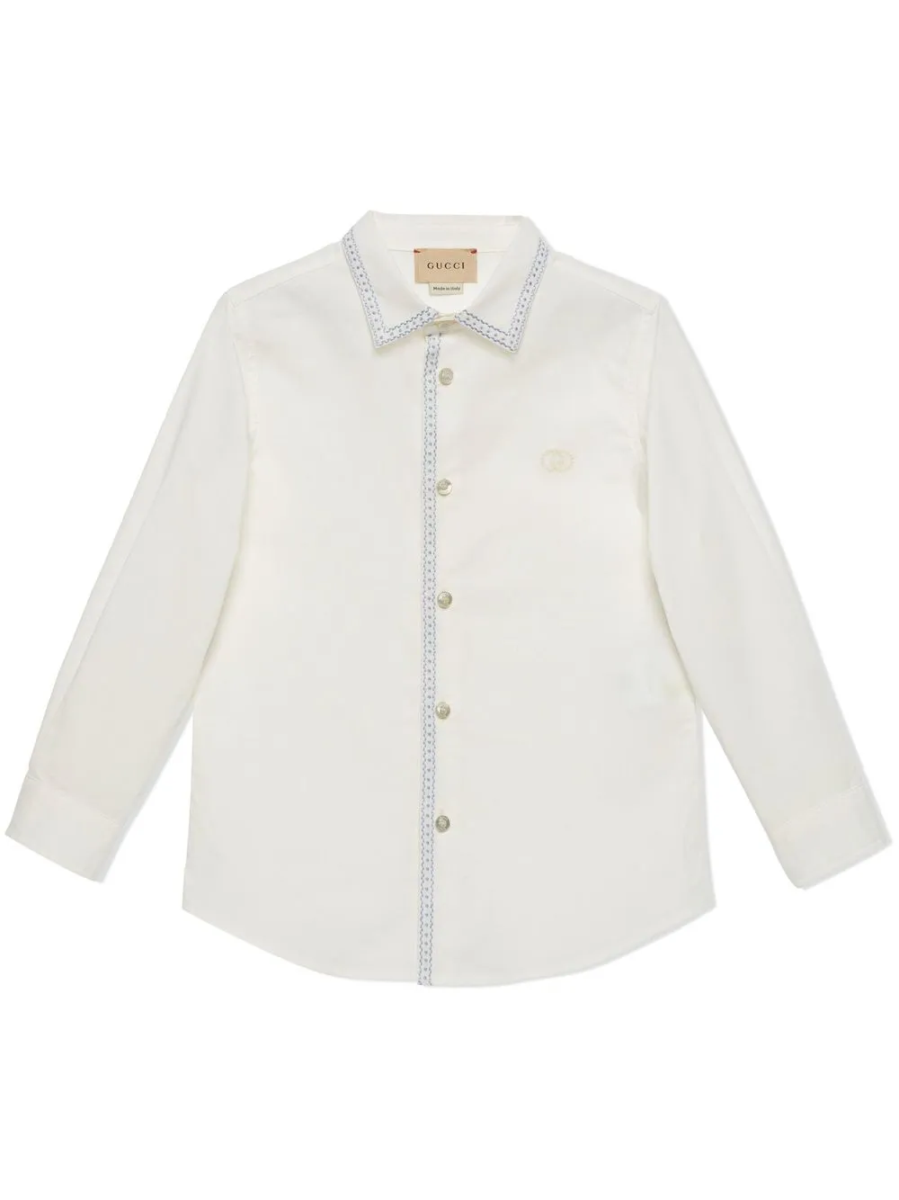 

Gucci Kids camisa con ribete bordado - Blanco