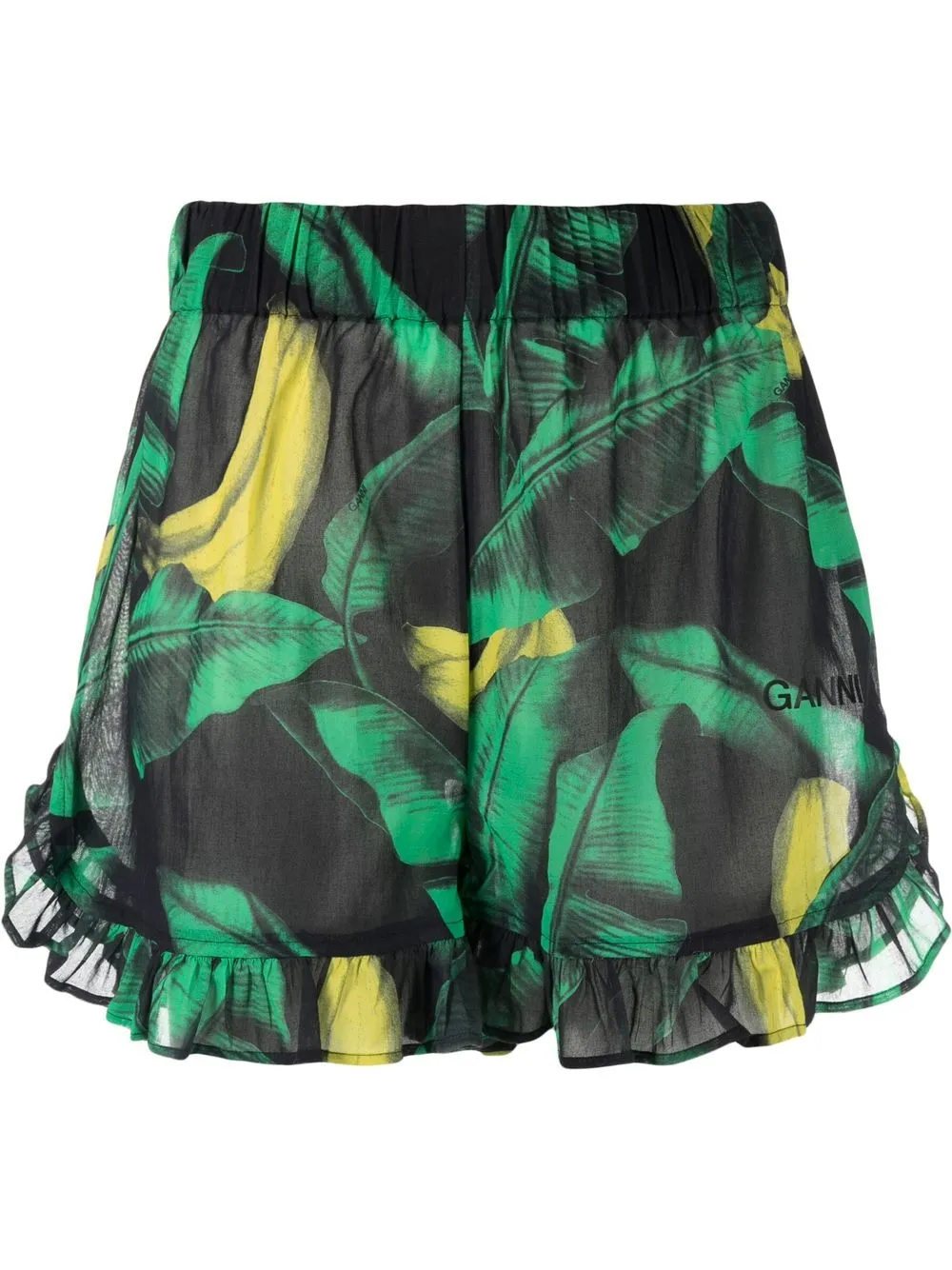 

GANNI banana tree-print shorts - Black