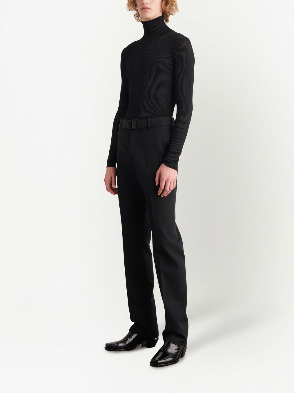 Off-White Belted Sortino Pants in Pure Cotton