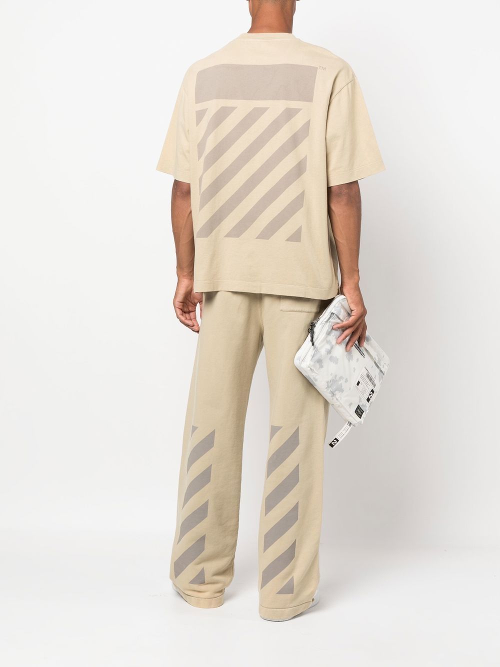 Off-White T-shirt met Diag-detail - Beige