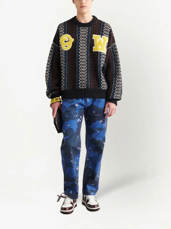 Off-White オフホワイト ロゴトリム プルオーバー | ブルー | FARFETCH JP