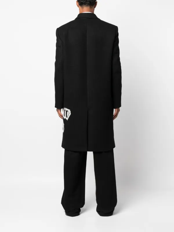 Off-White intarsia-graffiti Logo single-breasted Coat