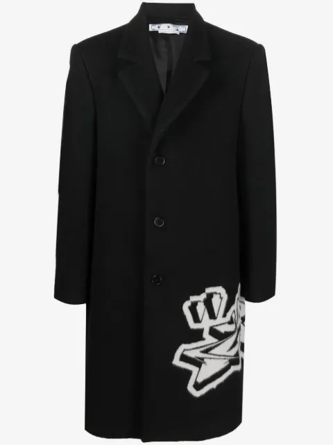 Off-White abrigo con logo grafitti en intarsia