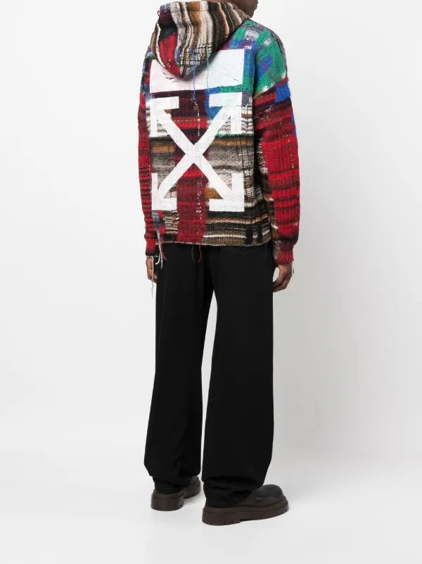 Off-White Arrow Tab Chaos Knitted Hoodie - Farfetch