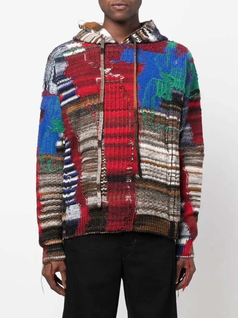 White Arrow Tab Chaos knitted hoodie 