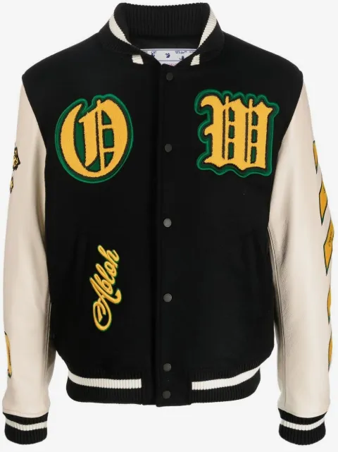 Off-White chamarra universitaria con parche del logo