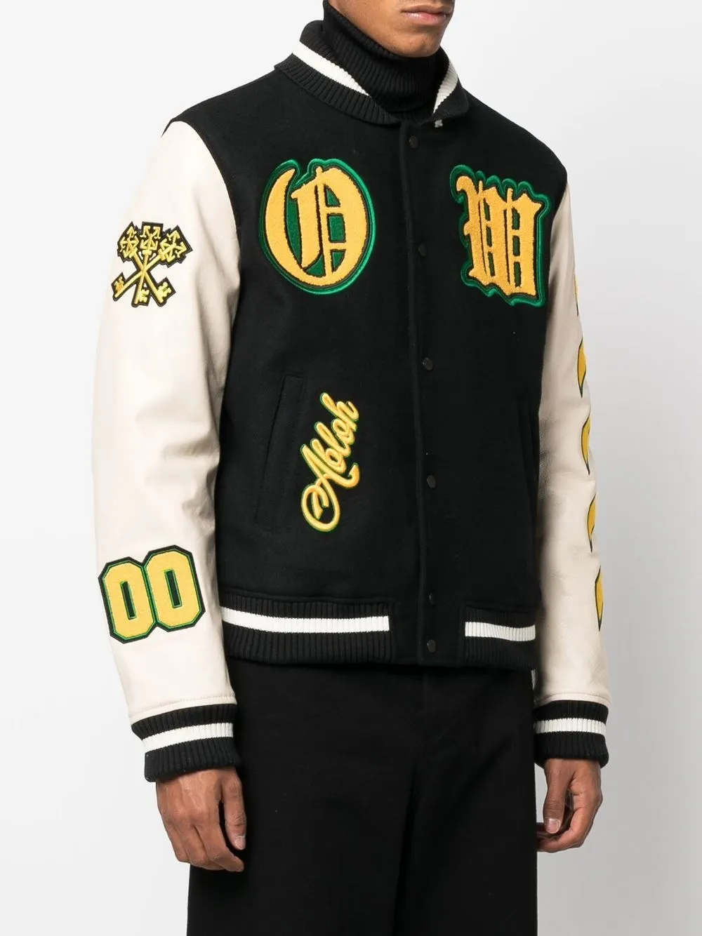 Women's Off-White Virgil Abloh Varsity Jacket with Yellow Striped