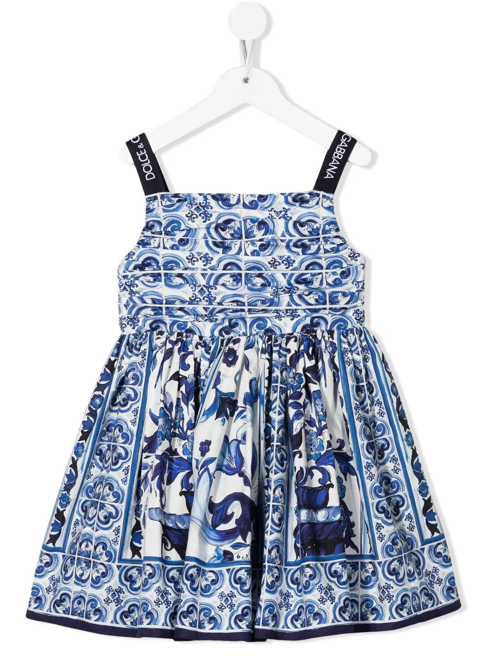 

Dolce & Gabbana Kids vestido corto con estampado de maýolica - Azul