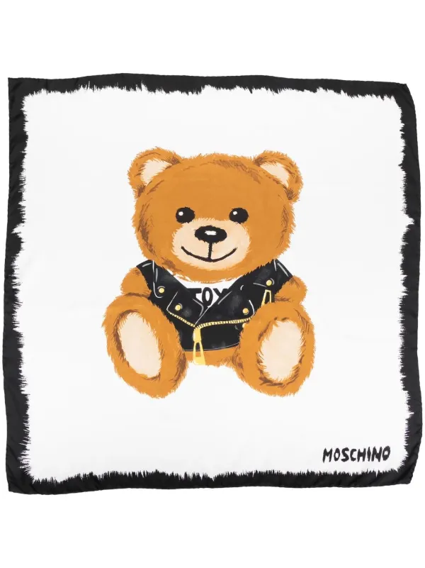 moschino teddy bear silk scarf