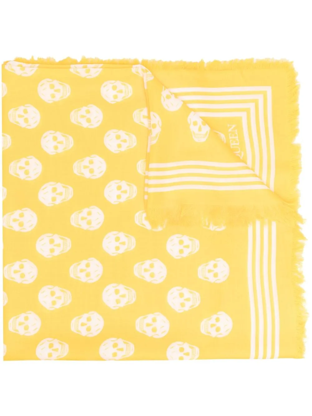 

Alexander McQueen mascada con estampado Skull - Amarillo