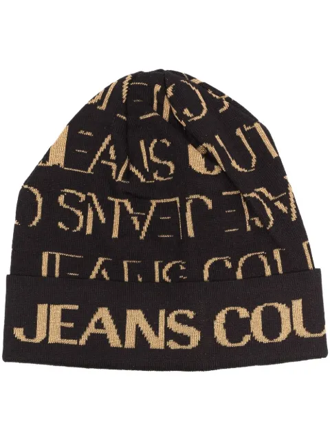 logo embroidered beanie hat