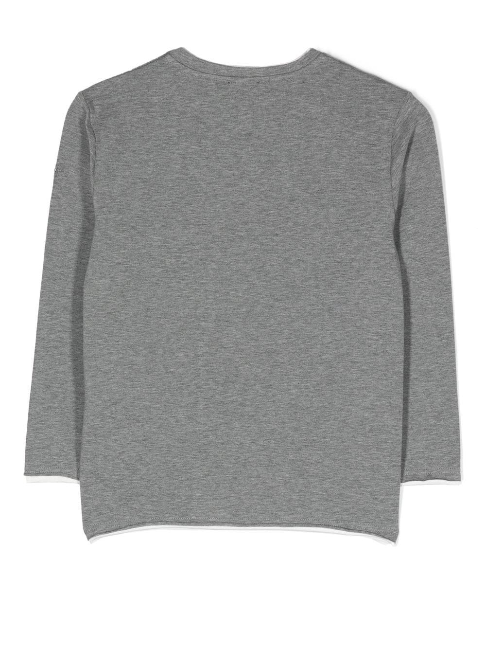 Shop Il Gufo Contrasting-trim Long-sleeved T-shirt In Grey