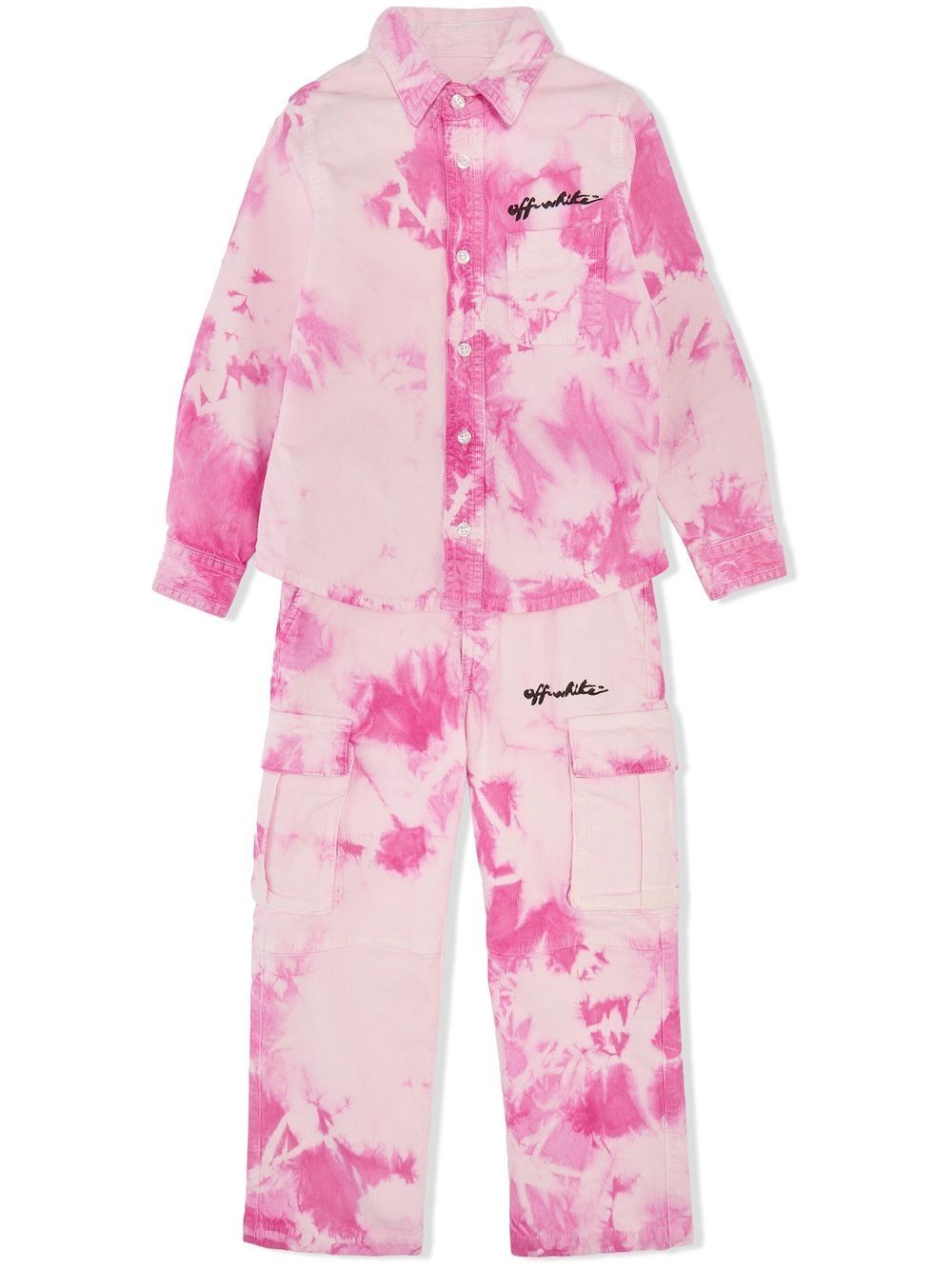 Shop Off-white Tie Dye-print Cargo Trousers In Pink