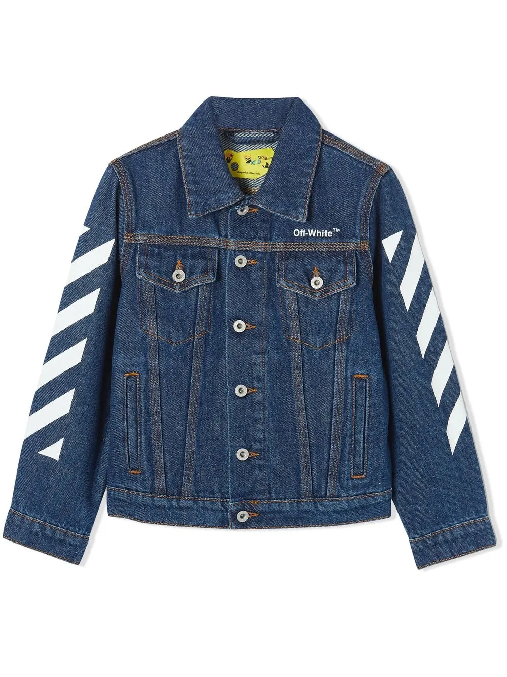 Off-white Kids' Arrows-print Denim Jacket In Blue