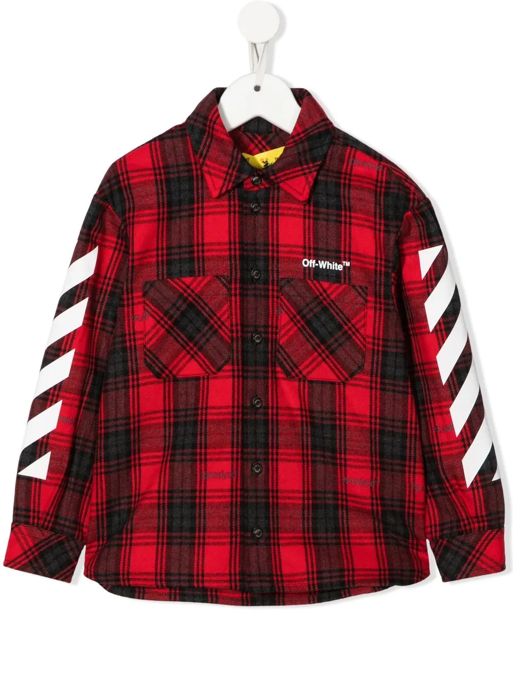 Off-White Kids logo-print Flannel Shirt - Farfetch