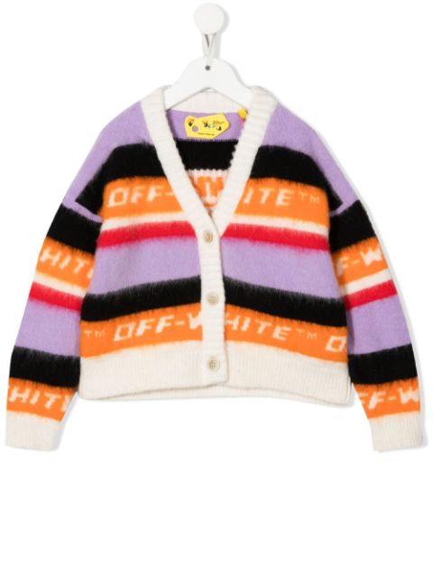 Off-White Kids striped button-up cardigan
