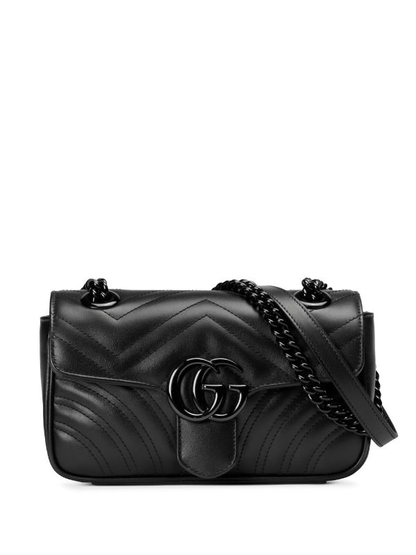 GG Marmont matelassé mini bag in Black Leather