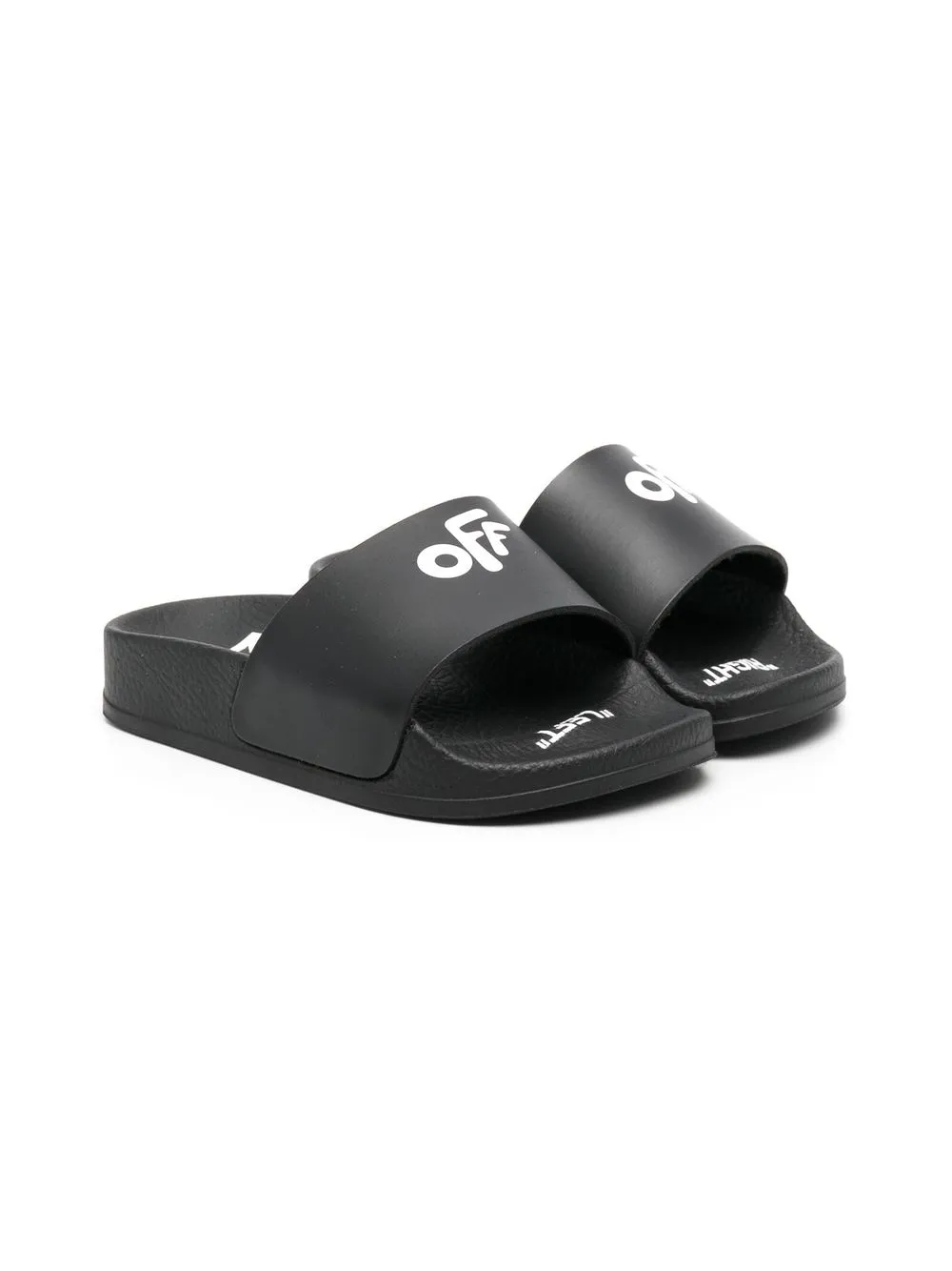 

Off-White Kids Off flat pool slides - Black
