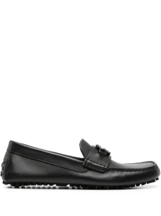 Gucci Interlocking G-plaque Leather Loafers | Black | FARFETCH PT