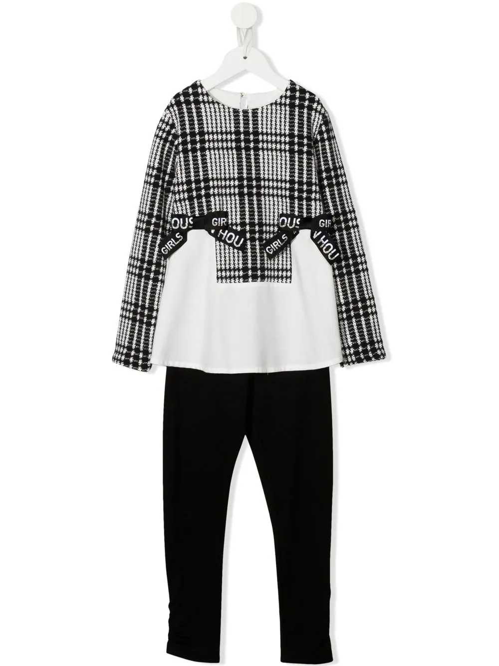 

Lapin House check-print blouse and leggings set - Black