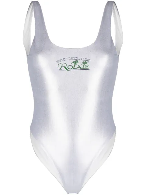 ROTATE BIRGER CHRISTENSEN traje de baño metalizado con logo estampado