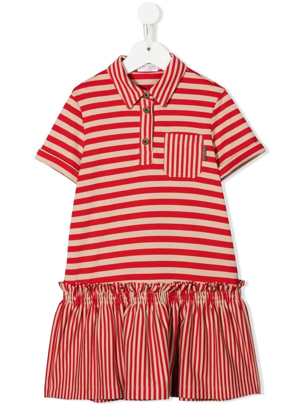 

Brunello Cucinelli Kids striped polo-collar dress - Red