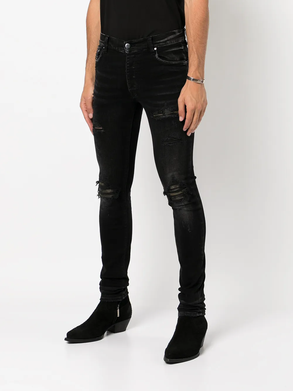  Amiri Skinny Jeans Im Distressed Look   Schwarz 