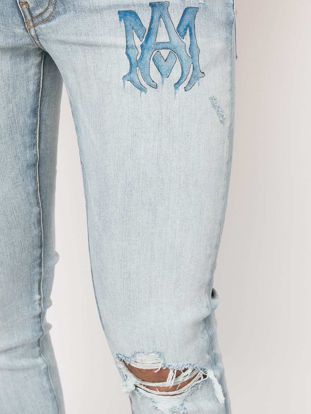 Amiri Watercolour Logo Print Skinny Jeans Farfetch