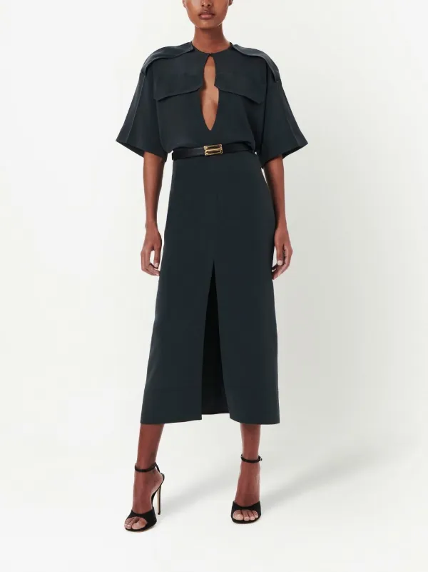 ワンピースその他 VICTORIA BECKHAM Women Dresses 1125WDR006144AVI Grey Victoria Beckham twisted-detail Midi Dress | Grey | FARFETCH