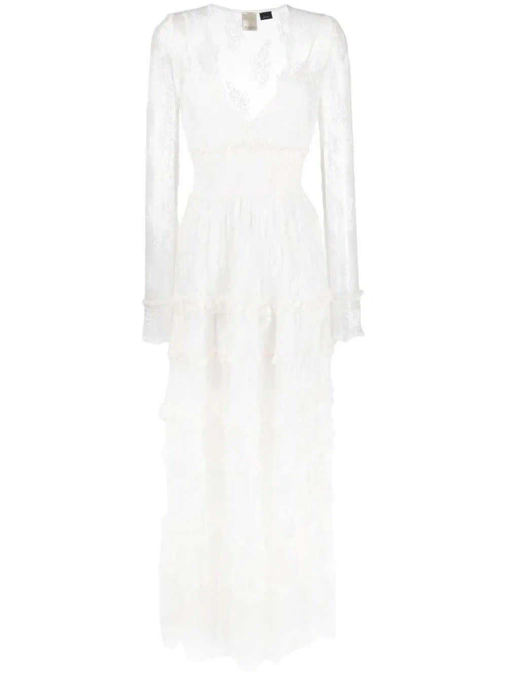 

PINKO vestido largo con bordado floral - Blanco