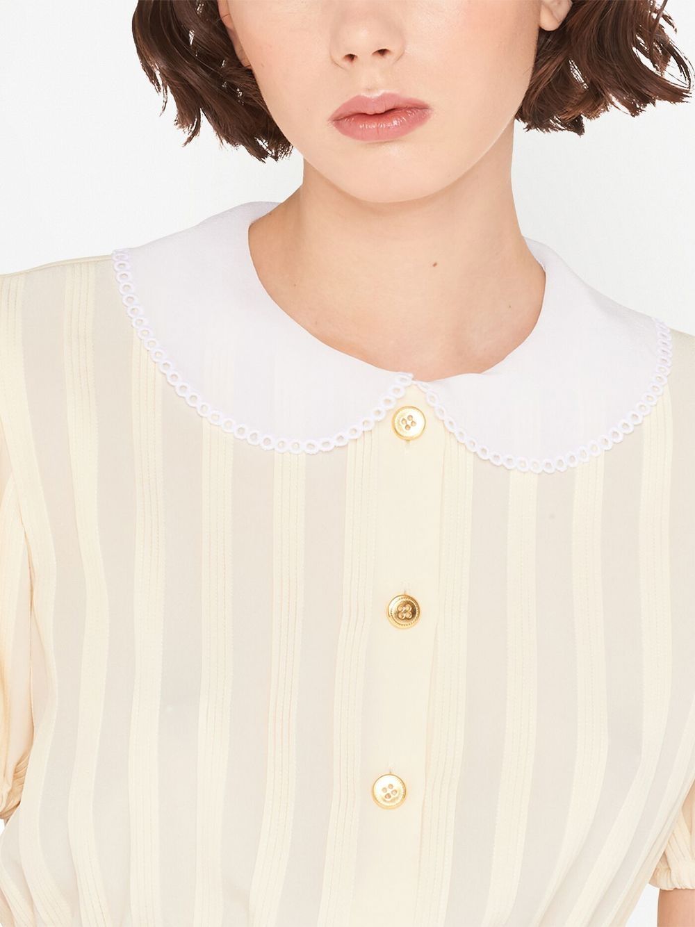 Miu Miu puff-sleeve Cropped Blouse - Farfetch