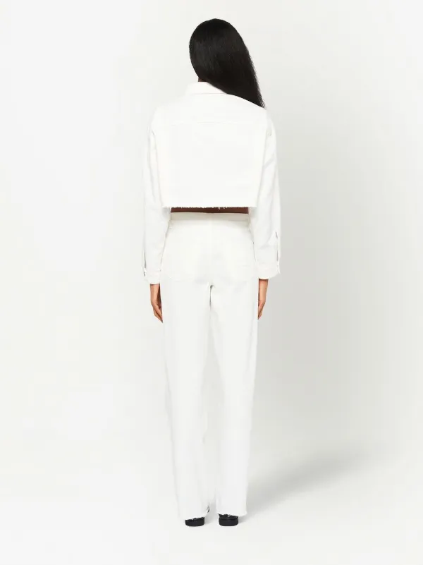 か*読様 miumiu white denim jacket ［M］ Miumiu Miu Miu White Denim Blazer Jacket Size IT 42 fits S