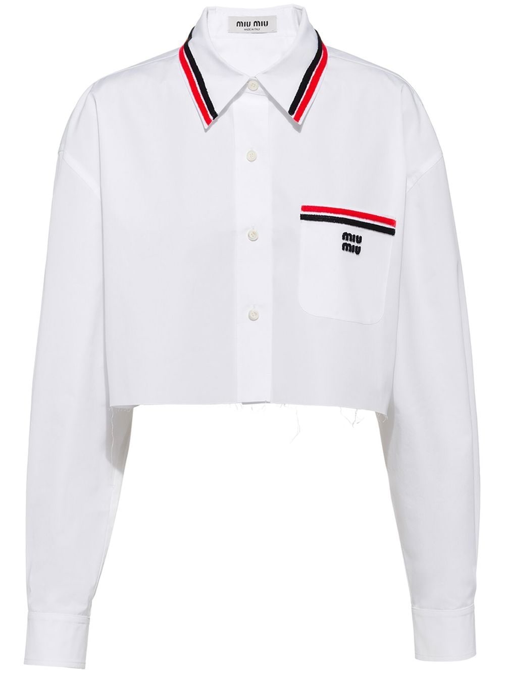 

Miu Miu cropped contrasting trim shirt - White