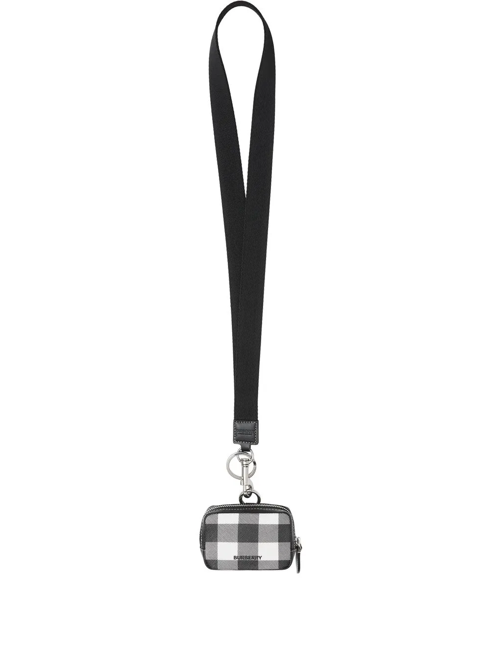 Burberry Check-pattern Lanyard Pouch In Black