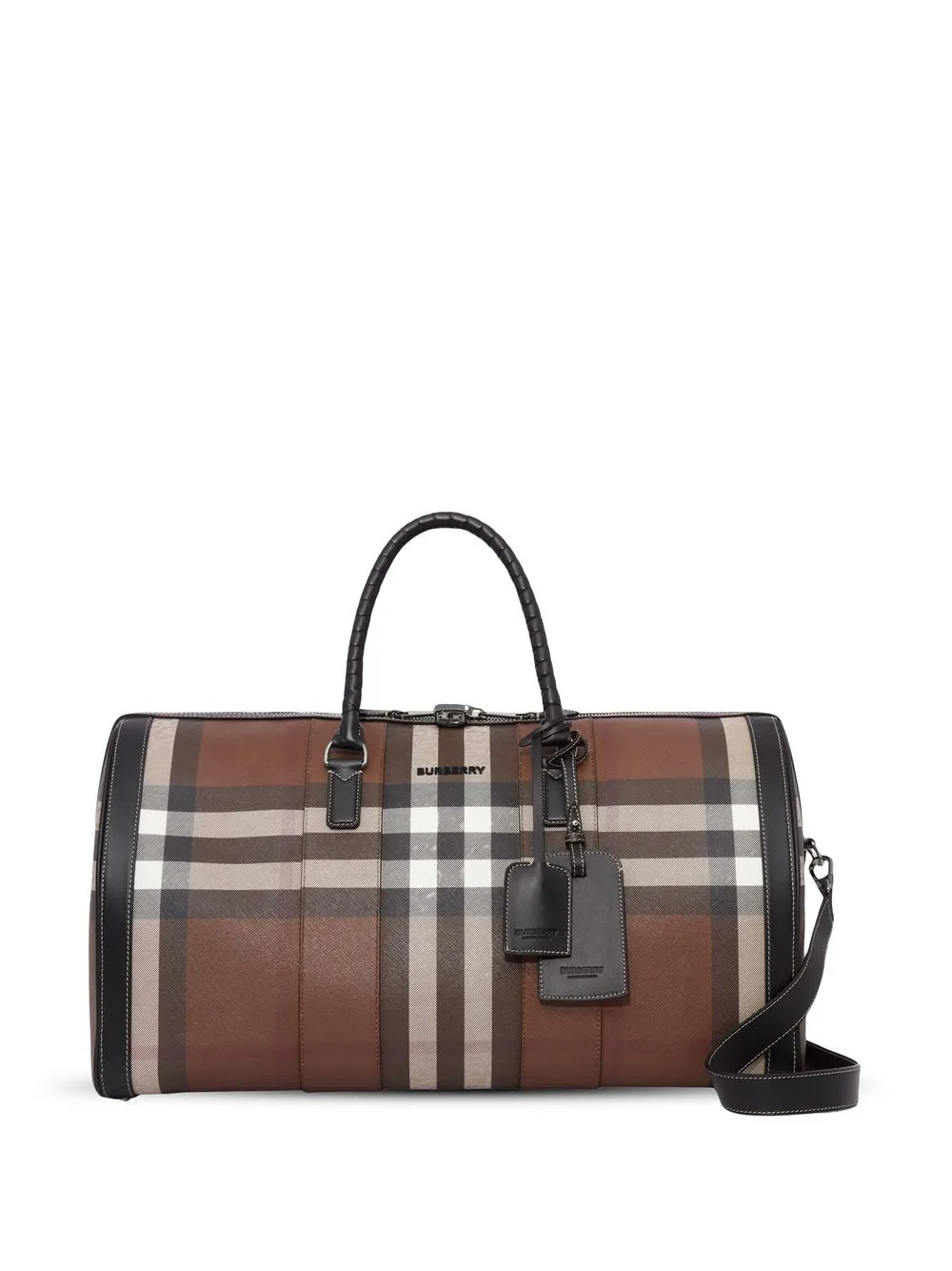 

Burberry logo detail check holdall - Brown