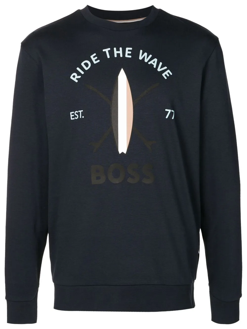 

BOSS sudadera con cuello redondo y logo - Azul