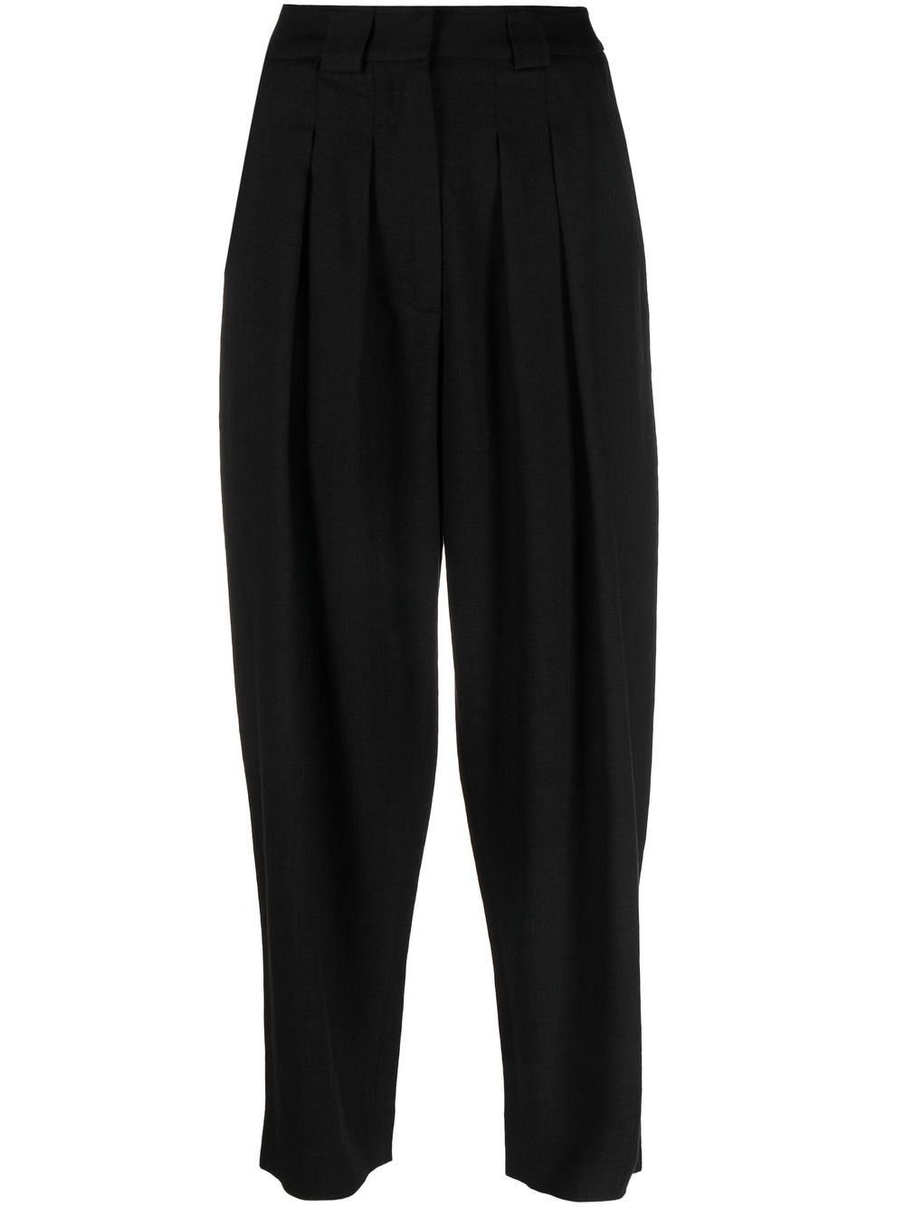 Frame Pleated High-waisted Trousers In Schwarz