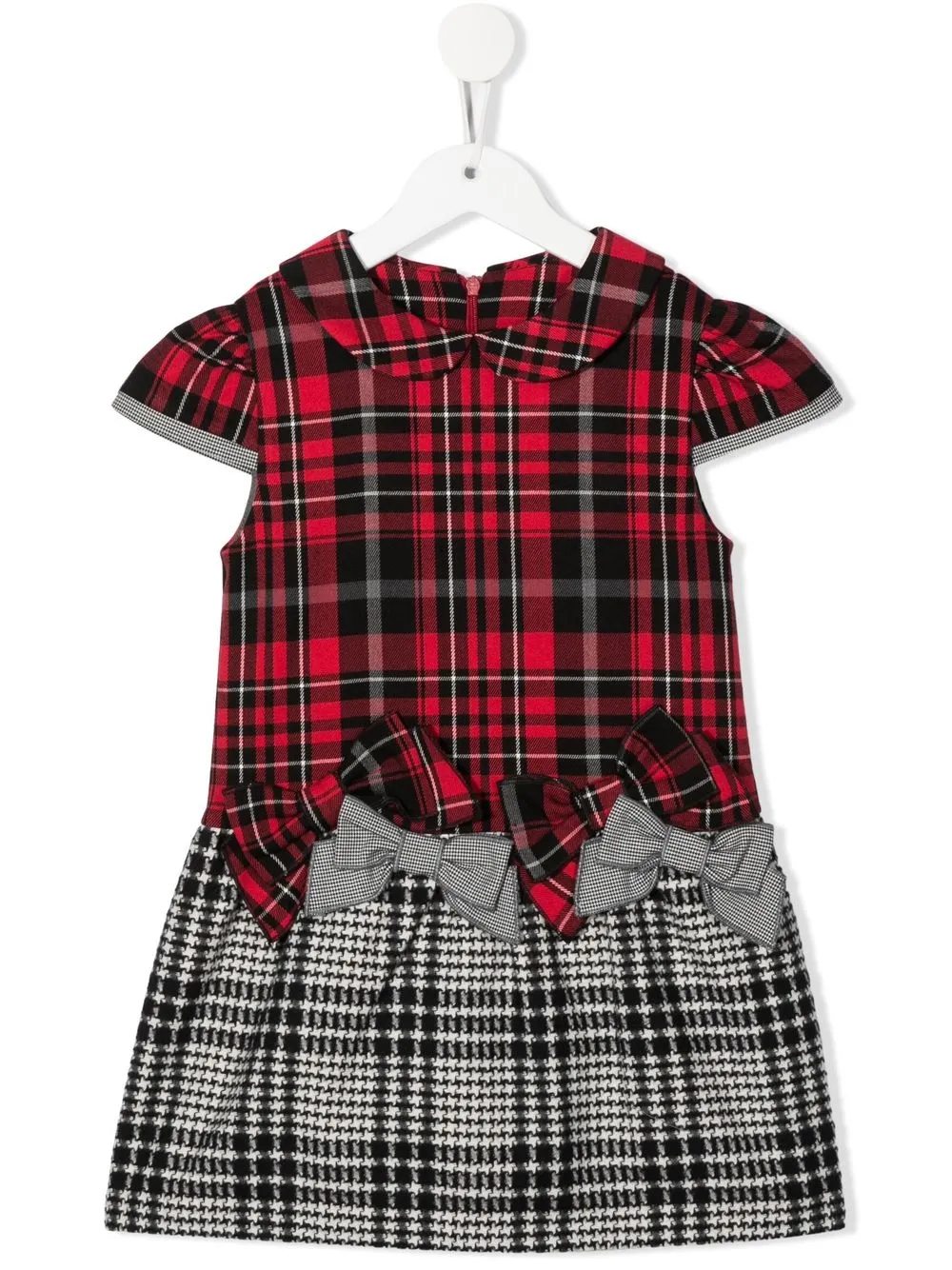 

Lapin House tartan-print bow dress - Red