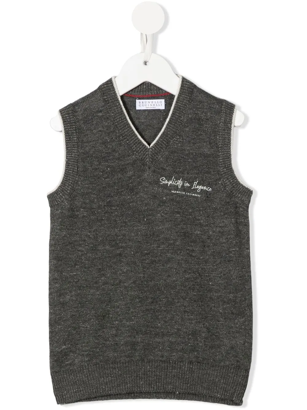 

Brunello Cucinelli Kids knitted slogan-print tank top - Grey