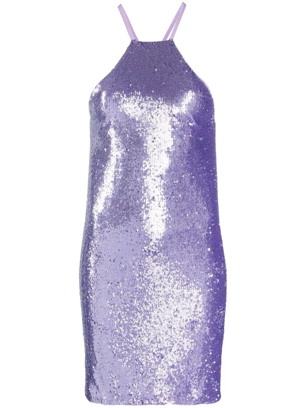 Shop Attico Sequin-embellished Open-back Dress In Purple