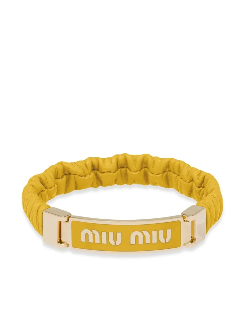 

Miu Miu logo-plaque leather bracelet - Yellow