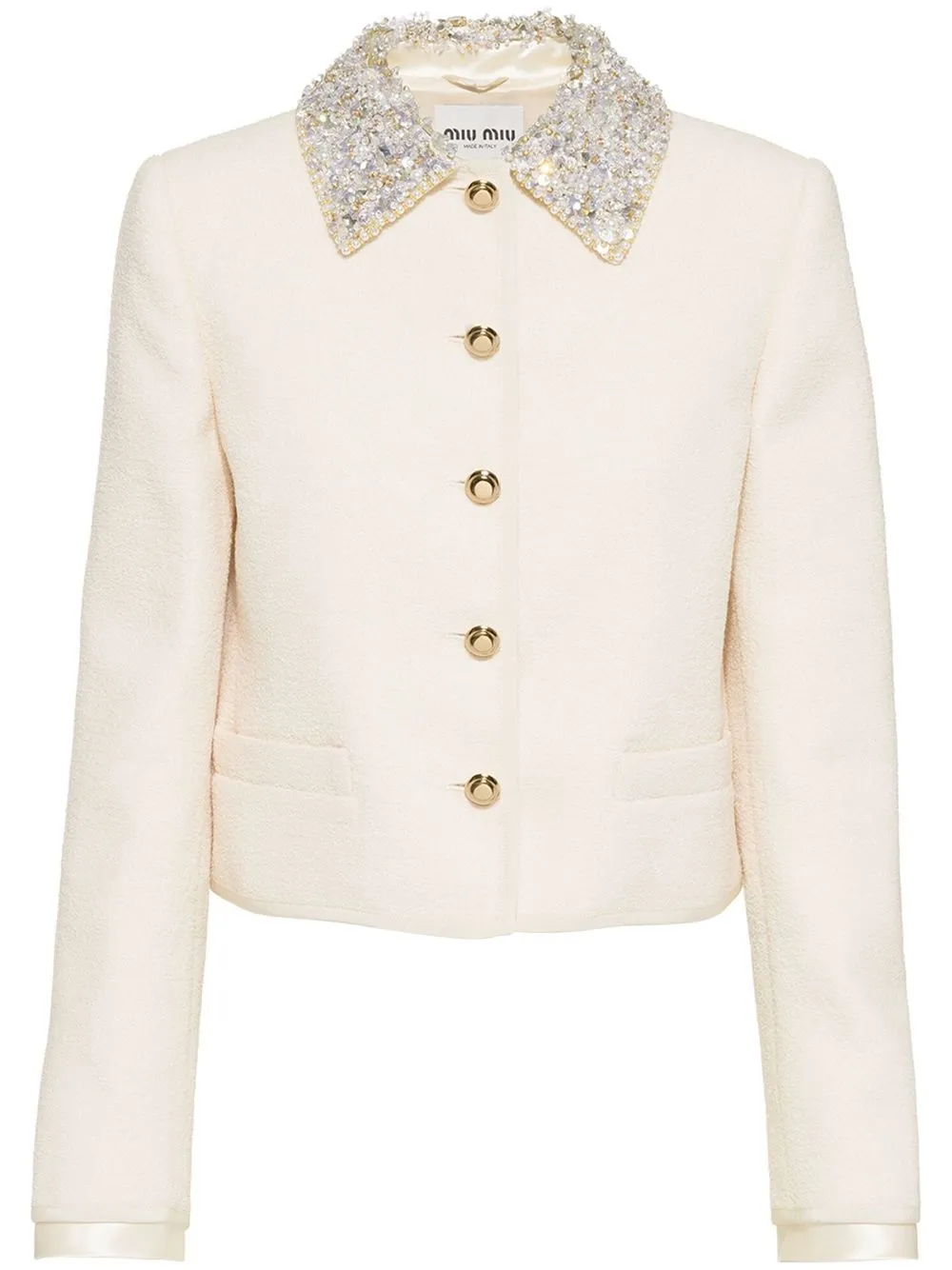 

Miu Miu embellished-collar single-breasted jacket - Neutrals