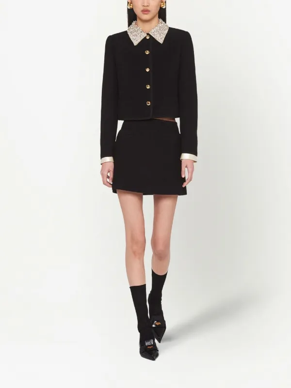 Miu Miu logo-jacquard Wool Miniskirt - Farfetch