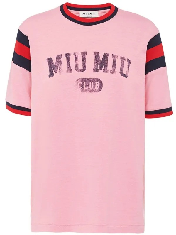 Miu Miu logo-print Jersey T-shirt - Farfetch