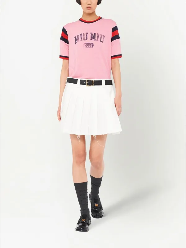 Miu Miu logo-print Jersey T-shirt - Farfetch