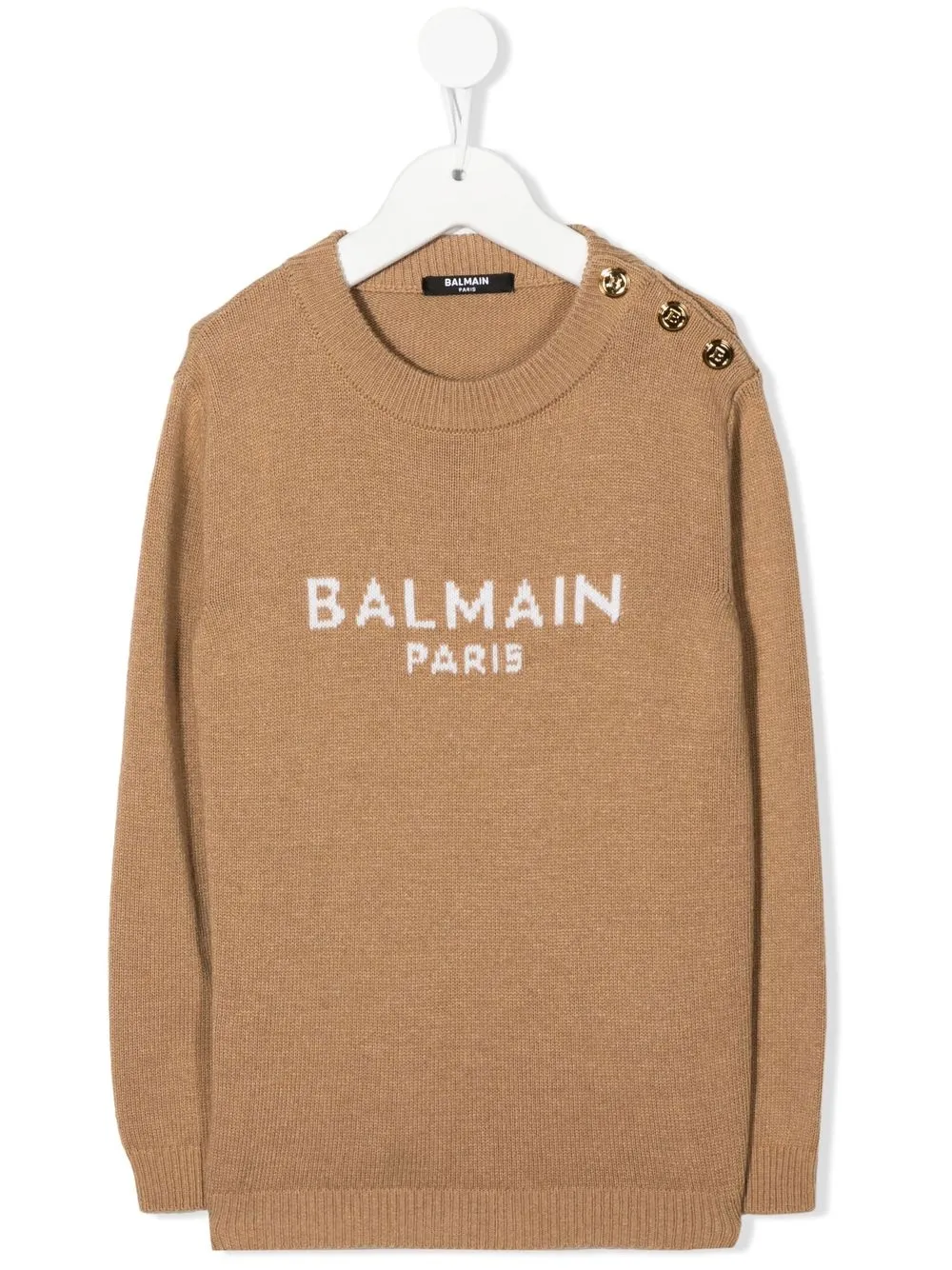 

Balmain Kids logo-print detail jumper - Brown