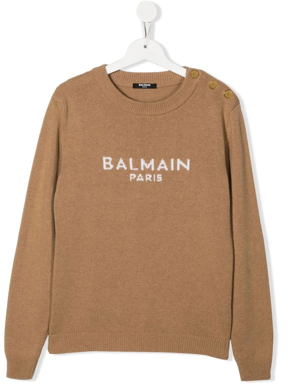 

Balmain Kids logo-print detail jumper - Neutrals