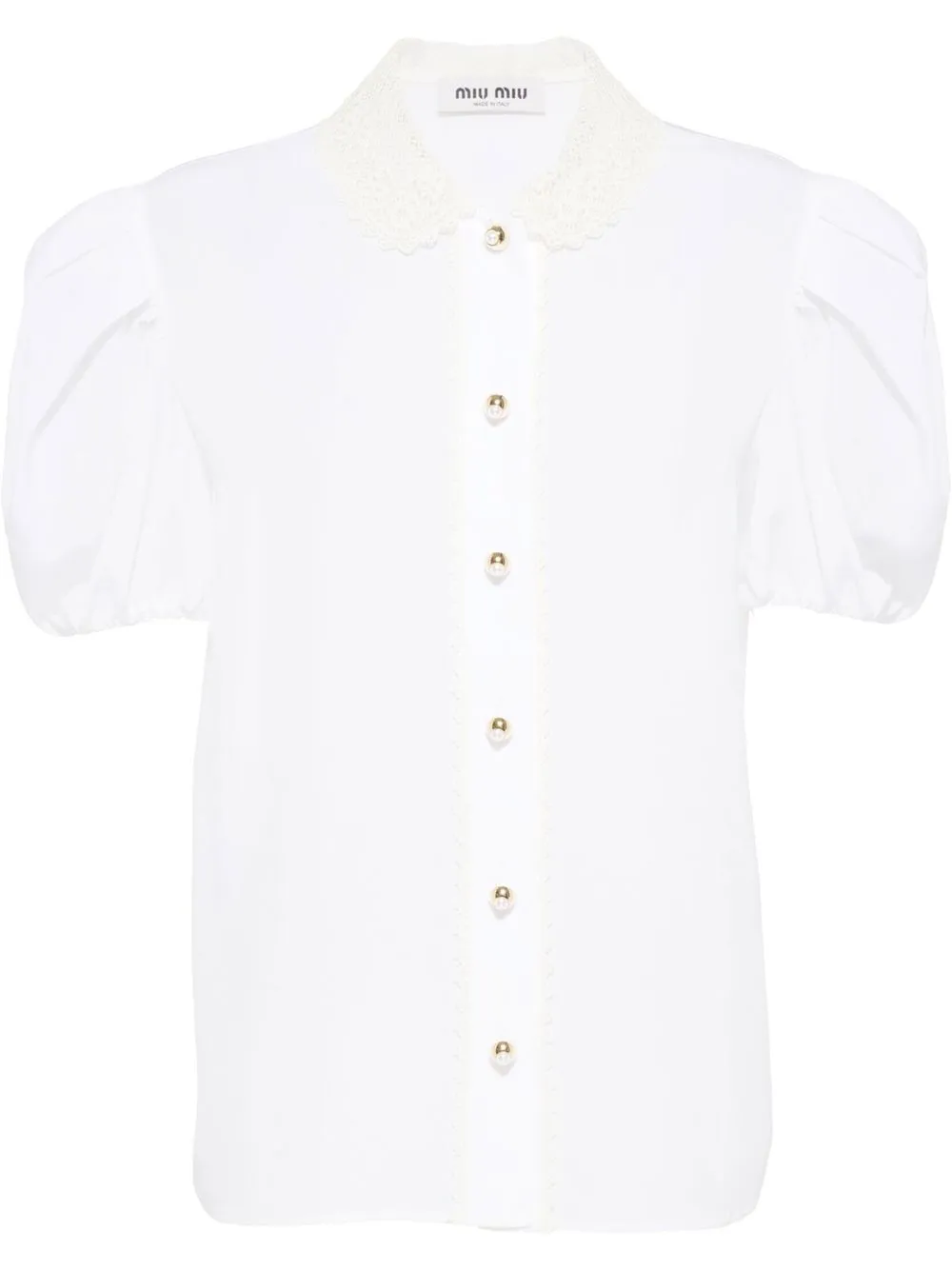 

Miu Miu lace-collar short-sleeved blouse - White