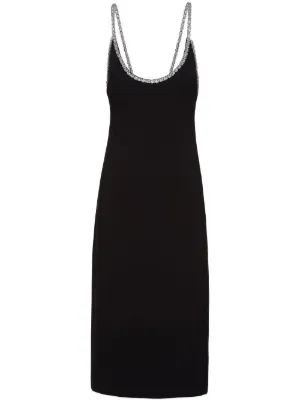 Miu Miu Black Wool Cutout Back Bow Detail Flared Dress S Miu Miu