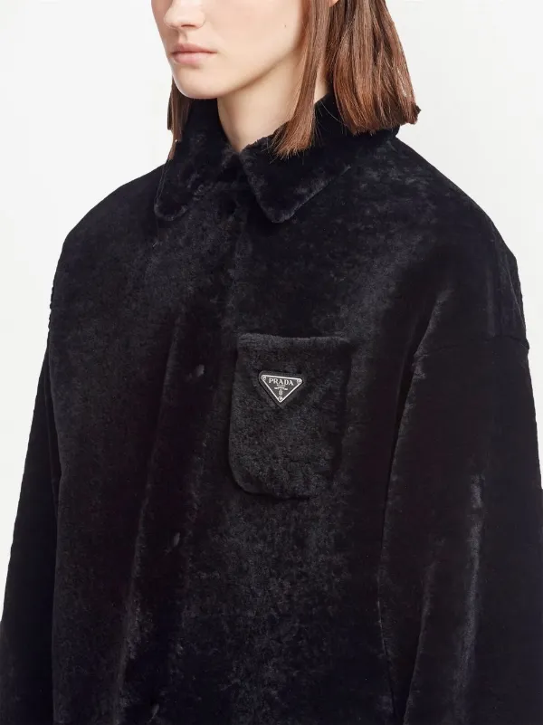 Prada triangle-logo Reversible Coat | Black | FARFETCH